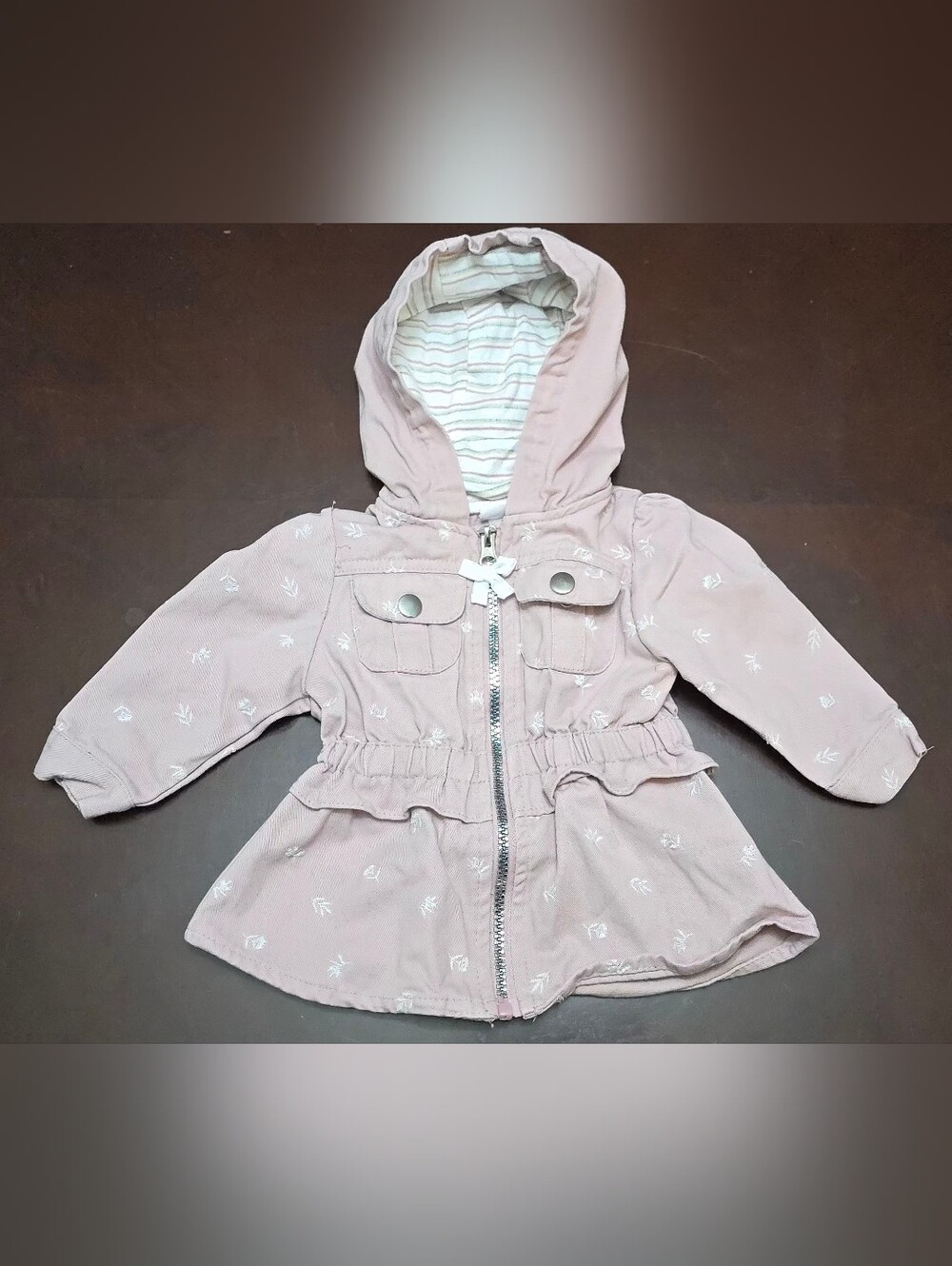 Little Lass Dusty Pink Hooded Full Zip Jacket Size 9-12m